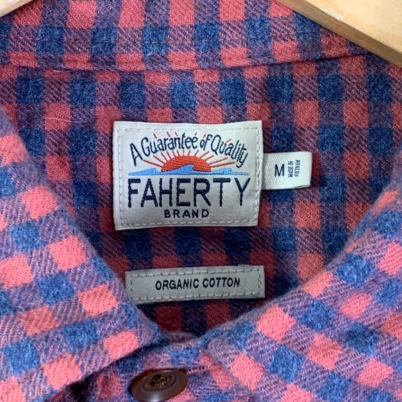 Faherty Flannel Shirt Men Medium Stretch Seaview Check Button Up Long Sleeve - Picture 3 of 10